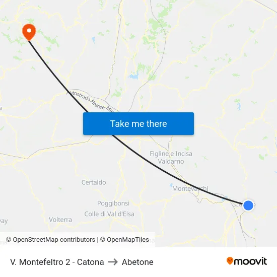 V. Montefeltro 2 - Catona to Abetone map