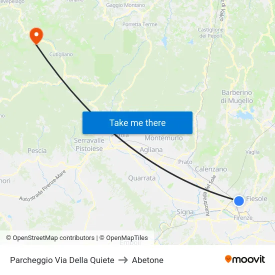 Parcheggio Via Della Quiete to Abetone map