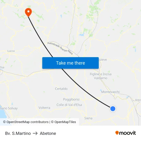 Bivio San Martino to Abetone map