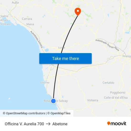 Officina V. Aurelia 700 to Abetone map