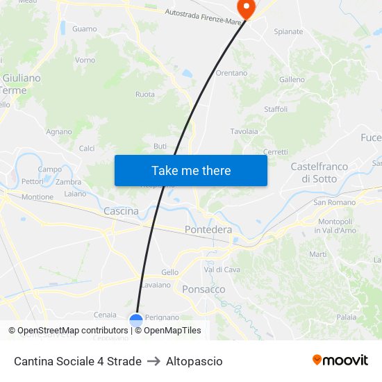 Cantina Sociale 4 Strade to Altopascio map