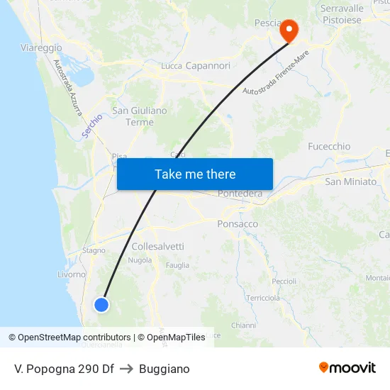 V. Popogna 290 Df to Buggiano map