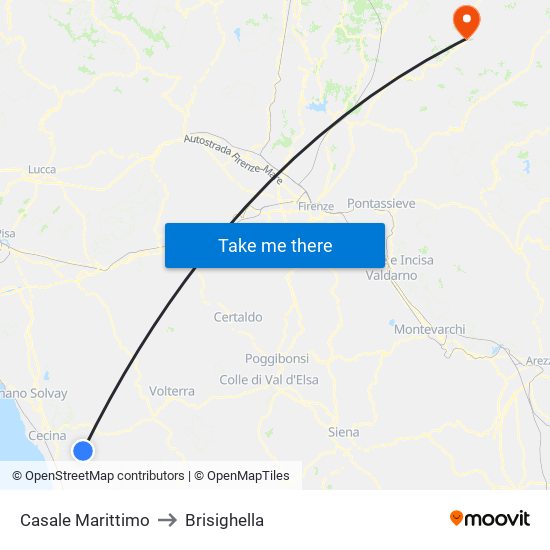 Casale Marittimo to Brisighella map