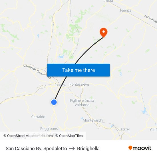 San Casciano Bv. Spedaletto to Brisighella map