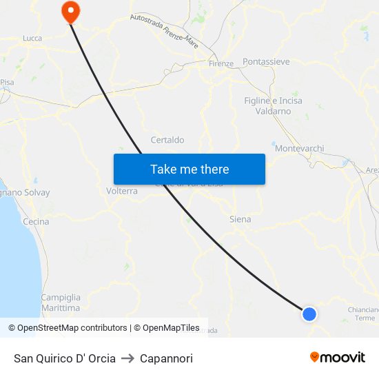 San Quirico D' Orcia to Capannori map