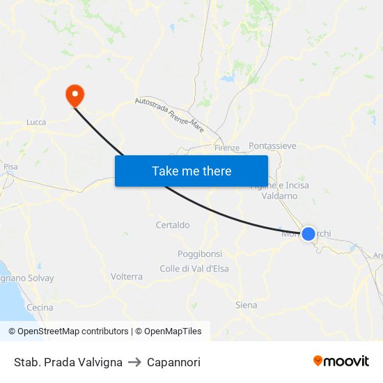 Stab. Prada Valvigna to Capannori map