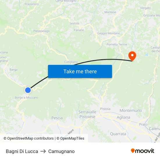 Bagni Di Lucca to Camugnano map