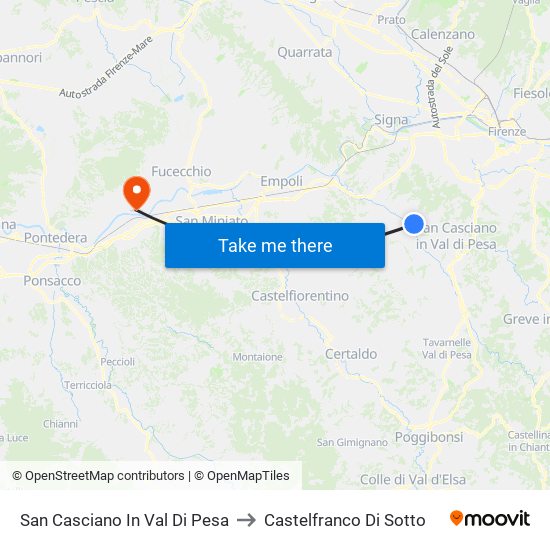 San Casciano In Val Di Pesa to Castelfranco Di Sotto map