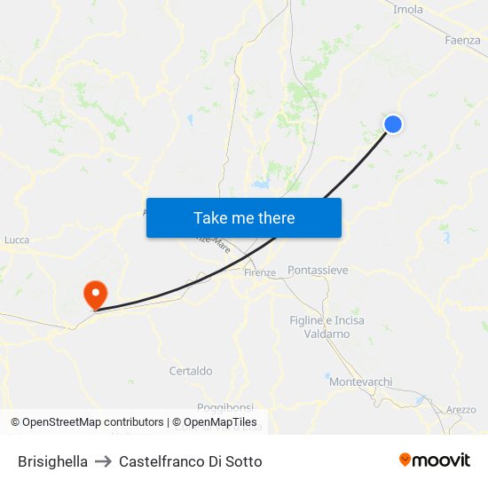 Brisighella to Castelfranco Di Sotto map