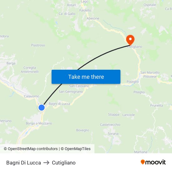 Bagni Di Lucca to Cutigliano map