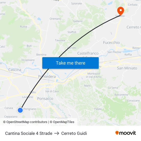 Cantina Sociale 4 Strade to Cerreto Guidi map