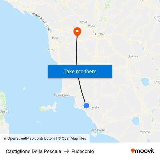 Castiglione Della Pescaia to Fucecchio map