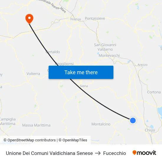 Union of Municipalities of Valdichiana Senese to Fucecchio map