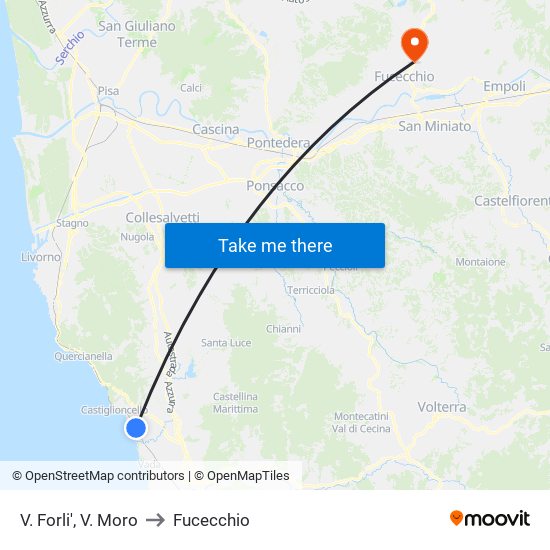 V. Forli',  V. Moro to Fucecchio map