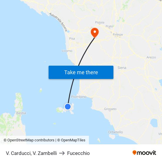 V. Carducci, V.  Zambelli to Fucecchio map