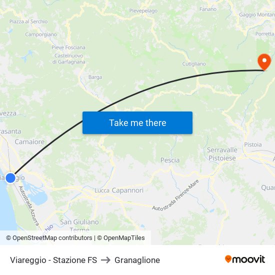 Viareggio Stazione FS to Granaglione map