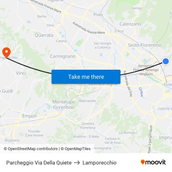 Parcheggio Via Della Quiete to Lamporecchio map