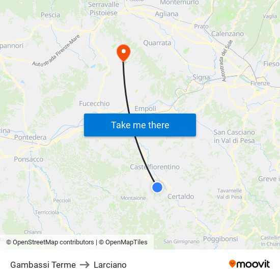 Gambassi Terme to Larciano map