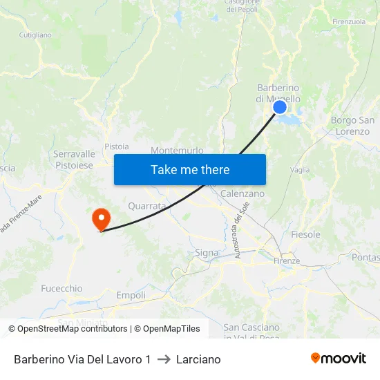 Via Del Lavoro 1 - Barberino to Larciano map