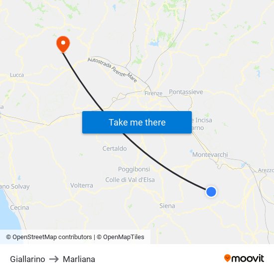 Giallarino to Marliana map