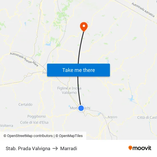 Stab. Prada Valvigna to Marradi map