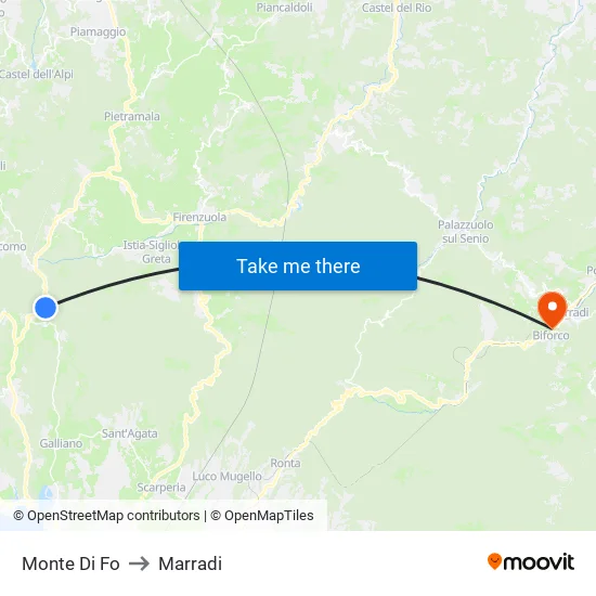 Monte Di Fo to Marradi map