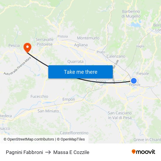 Pagnini Fabbroni to Massa E Cozzile map
