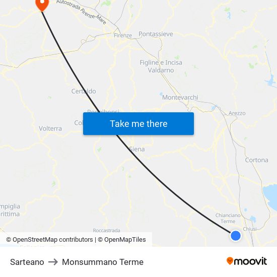 Sarteano to Monsummano Terme map