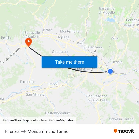 Firenze to Monsummano Terme map