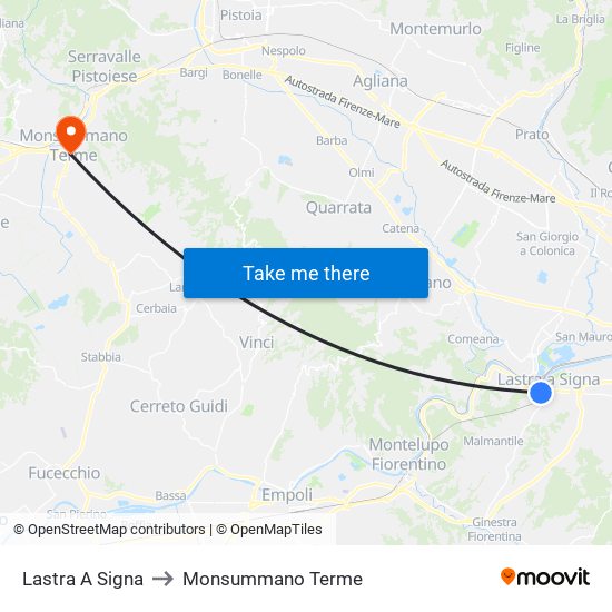 Lastra A Signa to Monsummano Terme map