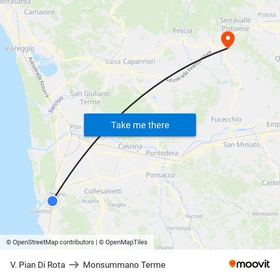 V. Pian Di Rota to Monsummano Terme map