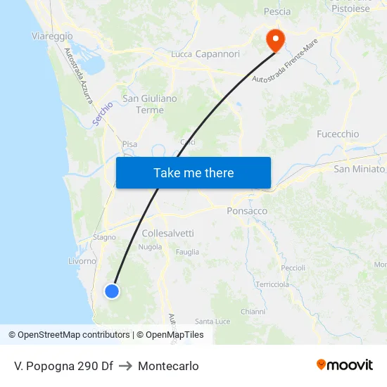 V. Popogna 290 Df to Montecarlo map