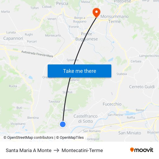 Santa Maria A Monte to Montecatini-Terme map