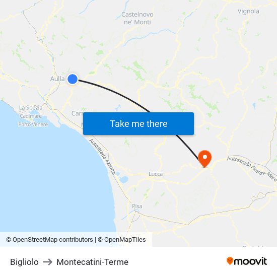 Bigliolo to Montecatini-Terme map