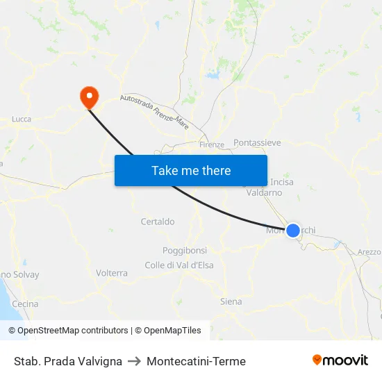 Stab. Prada Valvigna to Montecatini-Terme map