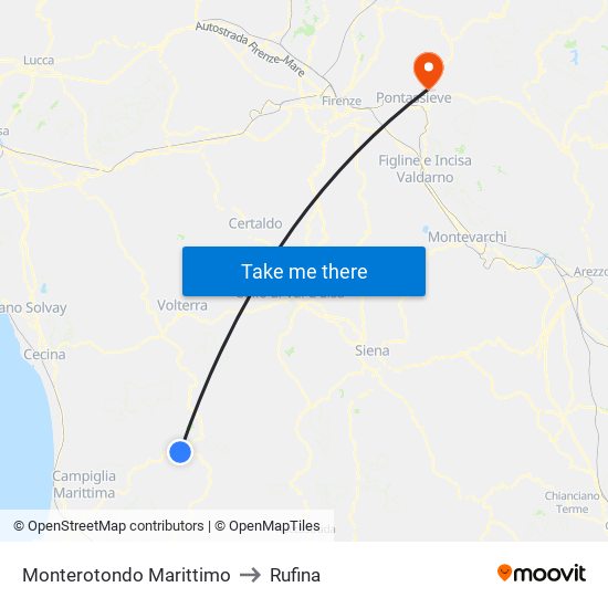 Monterotondo Marittimo to Rufina map