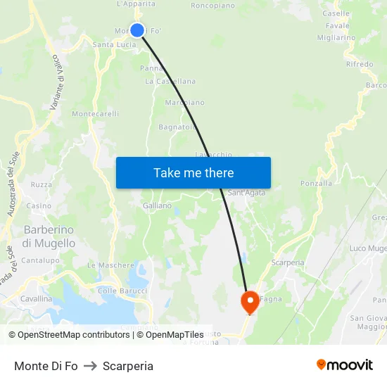 Monte Di Fo to Scarperia map