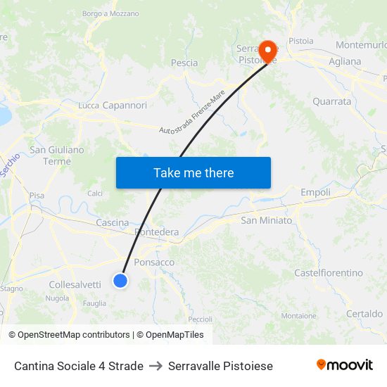 Cantina Sociale 4 Strade to Serravalle Pistoiese map