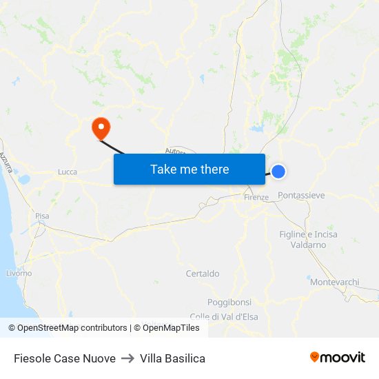 Fiesole Case Nuove to Villa Basilica map