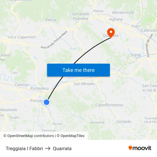 Treggiaia I Fabbri to Quarrata map