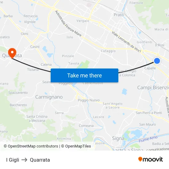 I Gigli to Quarrata map