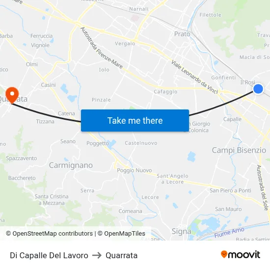 Di Capalle Del Lavoro to Quarrata map