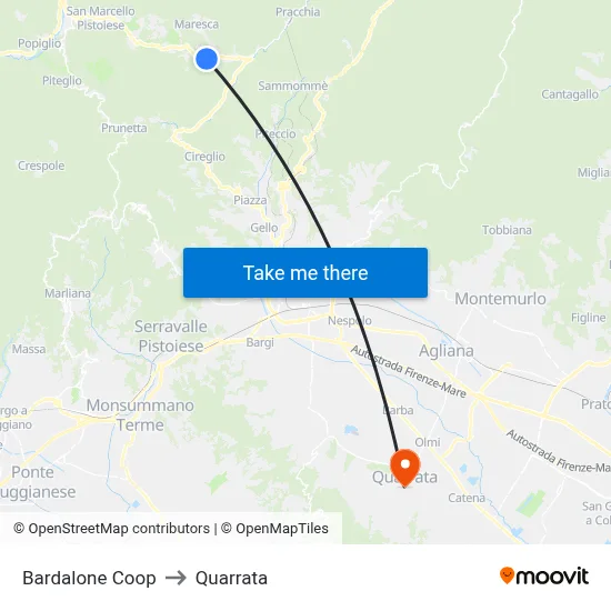 Bardalone Coop to Quarrata map