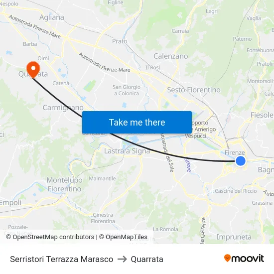 Serristori Terrazza Marasco to Quarrata map
