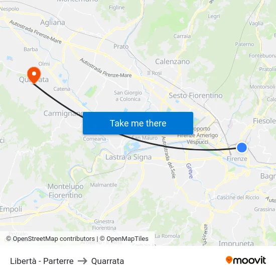 Libertà - Parterre to Quarrata map