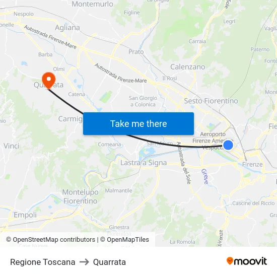 Regione Toscana to Quarrata map