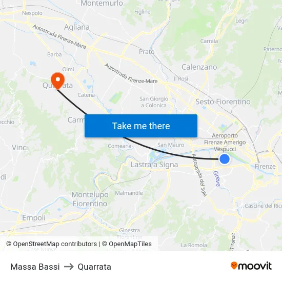 Massa Bassi to Quarrata map