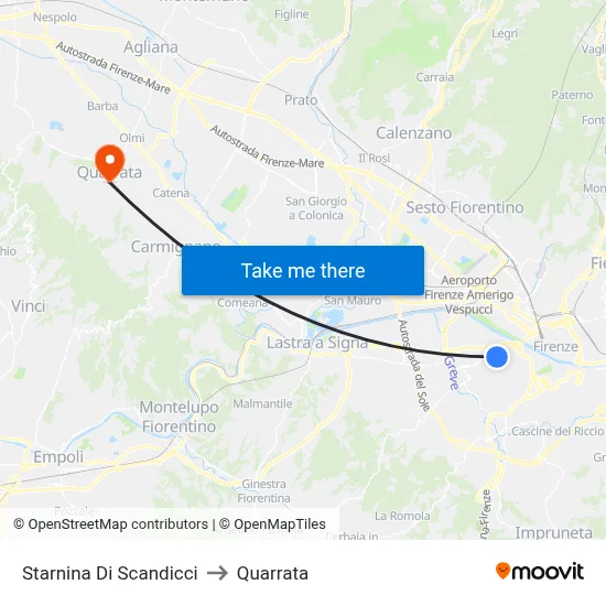 Starnina of Scandicci to Quarrata map