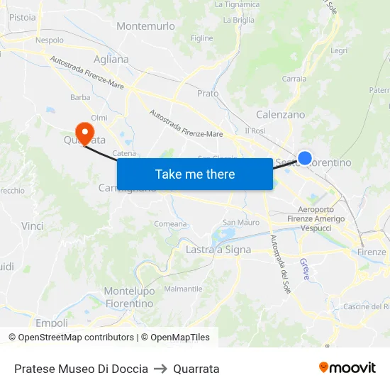 Pratese Doccia Museum to Quarrata map