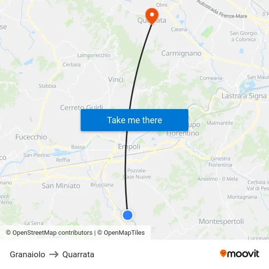 Granaiolo to Quarrata map